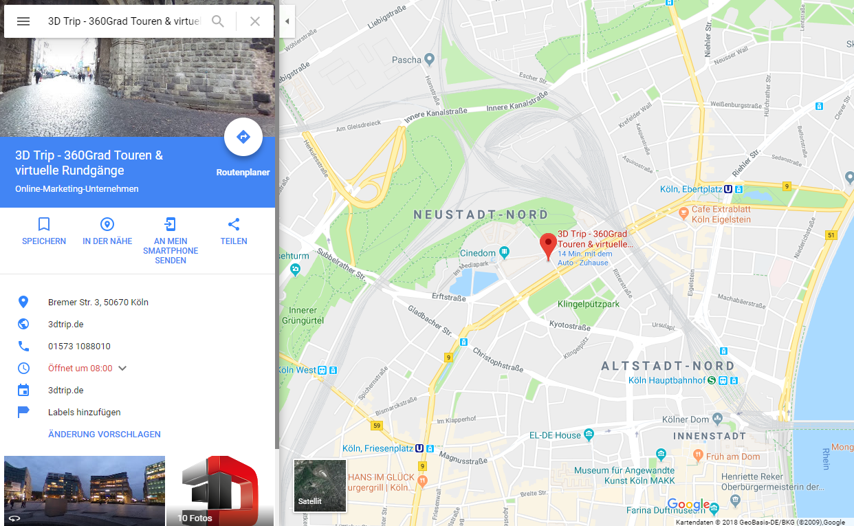 Google Maps 3D Trip 360 Grad Touren Köln