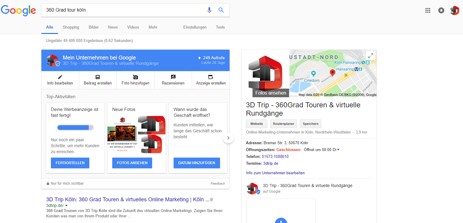 Ranking SEO Google 3DTrip Köln